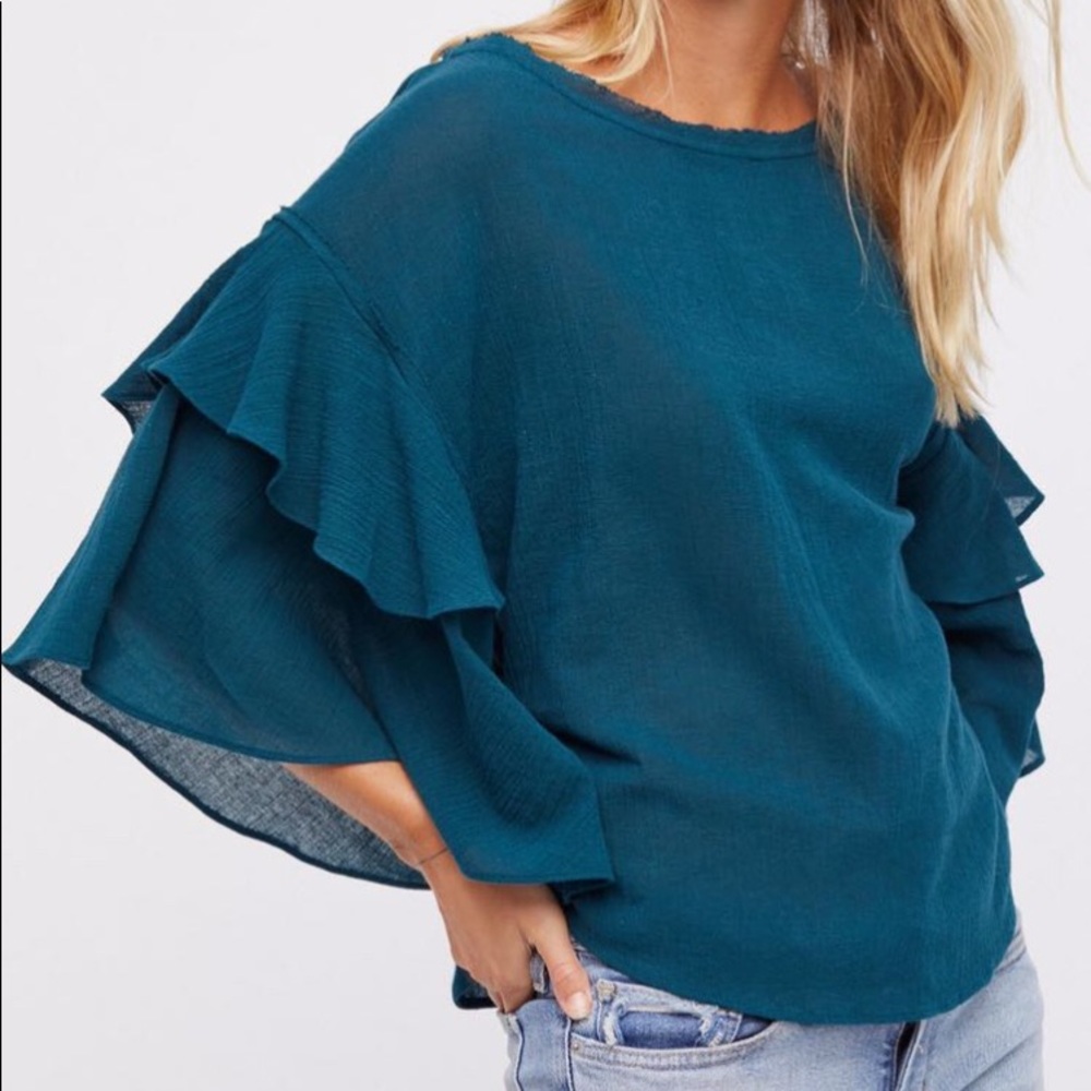 Free People Cool Cat Linen Look Top